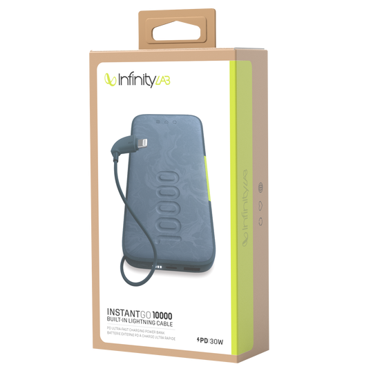 InstantGo 10000 Built-in Lightning Cable - Blue - 30W PD ultra-fast charging power bank - Detailshot 6